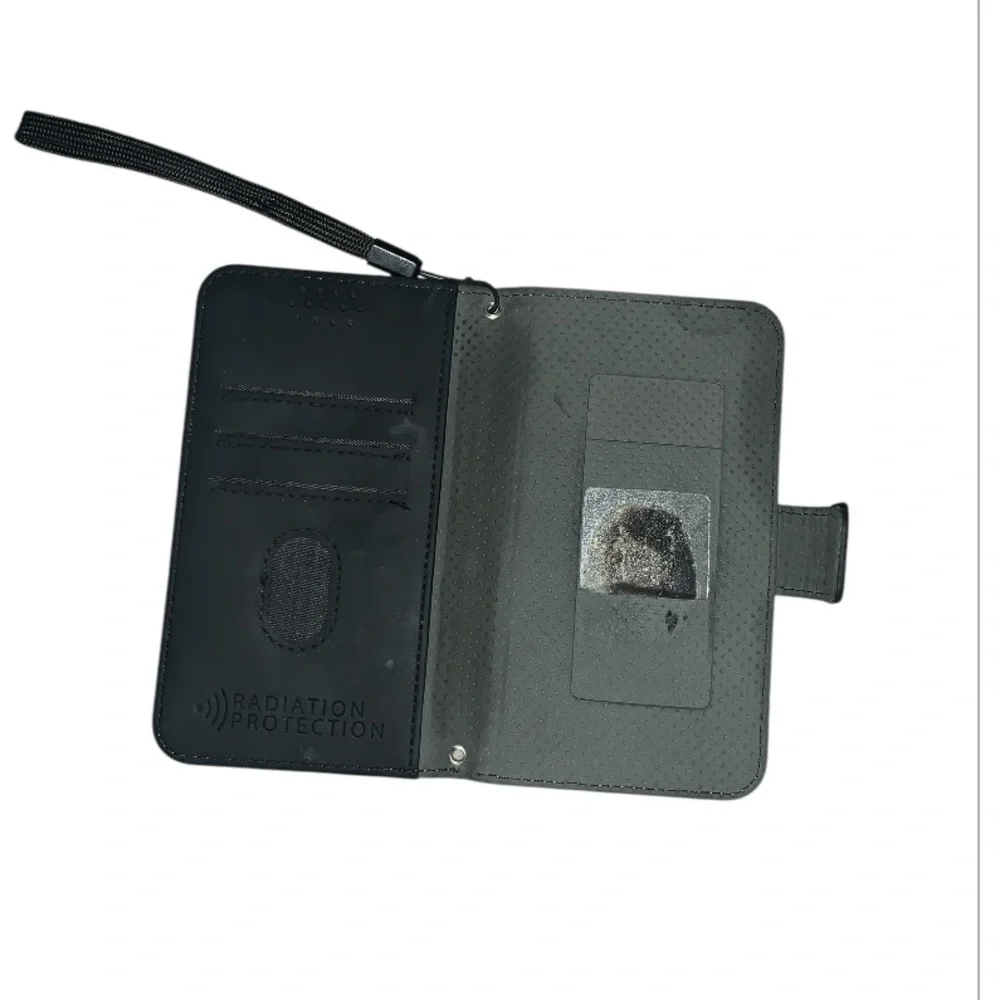 Black Leather Phone Cover with Strap
